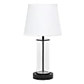 Simple Designs Encased Metal Table Lamp, 16-15/16"H, White Shade/Black And Clear Base 1 thumbnail image