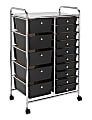 Realspace® 15-Drawer Mobile Cart, 38-3/16”H x 25-1/4”W x 15-3/8”D, Black/Chrome