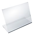 Azar Displays Acrylic Horizontal L-Shaped Sign Holders, 4.5"W x 3.5"H x 3"D, Clear, Pack Of 10 Holders