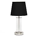 Simple Designs Encased Metal Table Lamp, 16-15/16"H, Black Shade/Brushed Nickel And Clear Base 1 thumbnail image