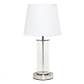 Simple Designs Encased Metal Table Lamp, 16-15/16"H, White Shade/Brushed Nickel And Clear Base 1 thumbnail image