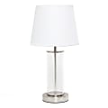 Simple Designs Encased Metal Table Lamp, 16-15/16"H, White Shade/Brushed Nickel And Clear Base