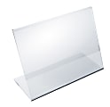 Azar Displays Acrylic Horizontal L-Shaped Sign Holders, 3-1/2"H x 5-1/2"W x 3"D, Clear, Pack Of 10 Holders