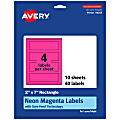 Avery® Print-To-The-Edge Labels With Sure Feed® Technology, 94243-NMP10, Rectangle, 2" x 7", Matte Neon Magenta, Pack of 40 1 thumbnail image