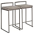LumiSource Fuji Stacker Contemporary Counter Stools, Stone Cowboy Seat/Antique Frame, Set of 2 Stools 1 thumbnail image