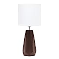 Simple Designs Ceramic Prism Table Lamp, 17-1/2"H, White Shade/Brown Base
