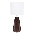 Simple Designs Ceramic Prism Table Lamp, 17-1/2"H, White Shade/Brown Base 1 thumbnail image
