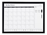 Note Tower® Combo Rail Magnetic Dry-Erase Calendar Whiteboard, 17" x 23", Wood Frame With Black Finish