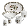Gibson Home Christmas Toile 7-Piece Porcelain Serving Set, White 1 thumbnail image