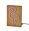 Adesso® Simplee Wood-Framed Neon Table Lamp, 9"H, Flamingo