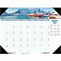 House of Doolittle Monthly Desk Pad Calendar Earthscapes Coastlines 22 x 17 Inches - Monthly - 1 Year - January to December - 1 Month Single Page Layout - 22" x 17" - Desk - Multicolor, Black Leatherette Reinforced Corners - Paper