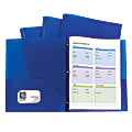 C-Line 2-Pocket Poly Portfolio Folders With Prongs, 8-1/2" x 11", Letter Size, Blue, Pack Of 10 Folders