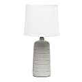 Simple Designs Textured Linear Ceramic Table Lamp, 15-3/4"H, White Shade/Taupe Base