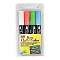 Marvy® Uchida Bistro Chalk Markers, Broad Tip, Black Barrels, Assorted Ink Colors, Pack Of 4 Markers