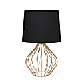 Simple Designs Geometrically-Wired Table Lamp, 19-3/4"H, Black Shade/Copper Base