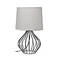 Simple Designs Geometrically-Wired Table Lamp, 19-3/4"H, Gray Shade/Black Base
