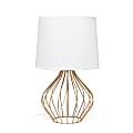 Simple Designs Geometrically-Wired Table Lamp, 19-3/4"H, White Shade/Copper Base