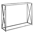 Monarch Specialties Hall Console Accent Table With Tempered Glass, Rectangular, Chrome