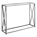 Monarch Specialties Hall Console Accent Table With Tempered Glass, Rectangular, Chrome 1 thumbnail image