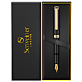 Scriveiner EDC Luxury Fountain Pen, Medium Nib, 0.7 mm, Black Barrel, Black And Blue