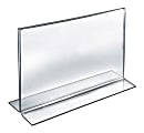Azar Displays Double-Foot 2-Sided Acrylic Sign Holders, 9"H x 12"W x 3"D, Clear, Pack Of 10 Holders