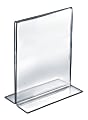 Azar Displays Acrylic Vertical 2-Sided Sign Holders, 11"H x 7"W x 3"D, Clear, Pack Of 10 Holders