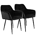 Elama Velvet Tufted Chairs, Black, Set Of 2 Chairs