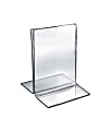 Azar Displays Double-Foot 2-Sided Acrylic Sign Holders, 5"H x 3-1/2"W x 3"D, Clear, Pack Of 10 Holders 1 thumbnail image