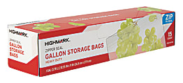 Highmark™ Freezer And Storage Bags With Zipper Seal, 1 Gallon, Clear, Box Of 15
