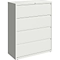 Lorell 42"W Lateral 4-Drawer File Cabinet, Metal, White