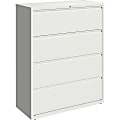 Lorell 42"W Lateral 4-Drawer File Cabinet, Metal, White 1 thumbnail image