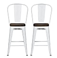 DHP Luxor Metal Counter Stool, White, Set Of 2