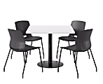 KFI Studios Proof Cafe Pedestal Table With Imme Chairs, Square, 29”H x 42”W x 42”W, Designer White Top/Black Base/Black Chairs 1 thumbnail image