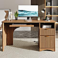 Bestier 55"W Computer Desk, Brown 1 thumbnail image