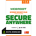 Webroot® Internet Security Plus With Antivirus Protection, 3-Devices, 1-Year Subscription