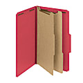 Smead® Pressboard Classification Folders With SafeSHIELD® Fasteners, 2 Dividers, Legal Size, 100% Recycled, Bright Red, Box Of 10 1 thumbnail image