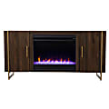 Southern Enterprises Dashton Color-Changing Fireplace, 27”H x 55”W x 16-1/2”D, Brown/Gold