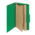 Smead® Pressboard Classification Folders With SafeSHIELD® Coated Fasteners, Legal Size, 100% Recycled, Green, Box Of 10