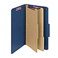 Smead® Pressboard Classification Folders With SafeSHIELD® Fasteners, 2 Dividers, Legal Size, 100% Recycled, Dark Blue, Box Of 10 1 thumbnail image
