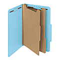 Smead® Pressboard Classification Folders, 2 Dividers, Legal Size, 100% Recycled, Blue, Box Of 10