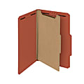 Smead® Pressboard Classification Folders, 1 Divider, Legal Size, 100% Recycled, Red, Box Of 10