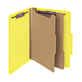 Smead® Pressboard Classification Folders With SafeSHIELD® Fasteners, 2 Dividers, Letter Size, 60% Recycled, Yellow, Box Of 10