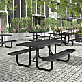 Flash Furniture Mantilla Outdoor Picnic Table, Steel Frame and Ground Anchors, 6', Black - SLFEML72H48LBK 1 thumbnail image