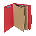 Smead® Pressboard Classification Folders With SafeSHIELD® Fasteners, 2 Dividers, Letter Size, 100% Recycled, Bright Red, Box Of 10 1 thumbnail image