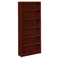 HON® 1870-Series Laminate Modular Shelving Bookcase, 6 Shelves (4 Adjustable), 84"H x 36"W x 11-1/2"D, Mahogany