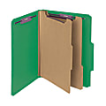 Smead® Pressboard Classification Folders With SafeSHIELD® Coated Fasteners, Letter Size, 100% Recycled, Green, Box Of 10