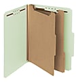 Smead® Pressboard Classification Folders, 3 Dividers, Letter Size, 100% Recycled, Gray/Green, Box Of 10