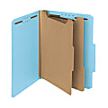 Smead® Pressboard Classification Folders, 2 Dividers, Letter Size, 100% Recycled, Blue, Box Of 10