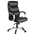 Lorell® Ergonomic Bonded Leather High-Back Chair With Flex Arms, Black/Silver 1 thumbnail image