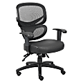 Lorell® Mesh/Leather Executive Mid-Back Chair, Black